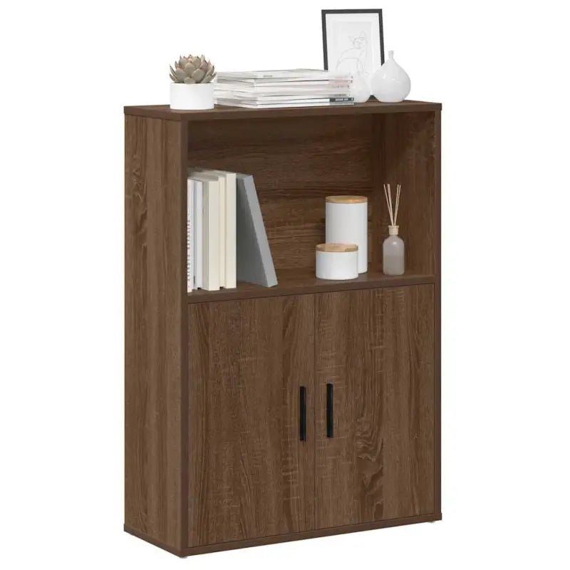 Bewerk hout boekenkast voor stijlvolle en praktische boekenopslag - bruin eikenkleur / 1 / 85 cm - Boekenkasten