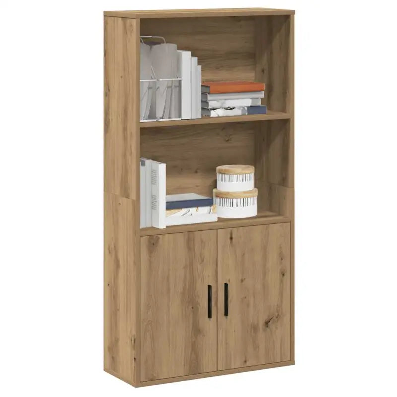 Bewerk hout boekenkast voor stijlvolle en praktische boekenopslag - artisanaal eikenkleurig / 1 / 120 cm - Boekenkasten