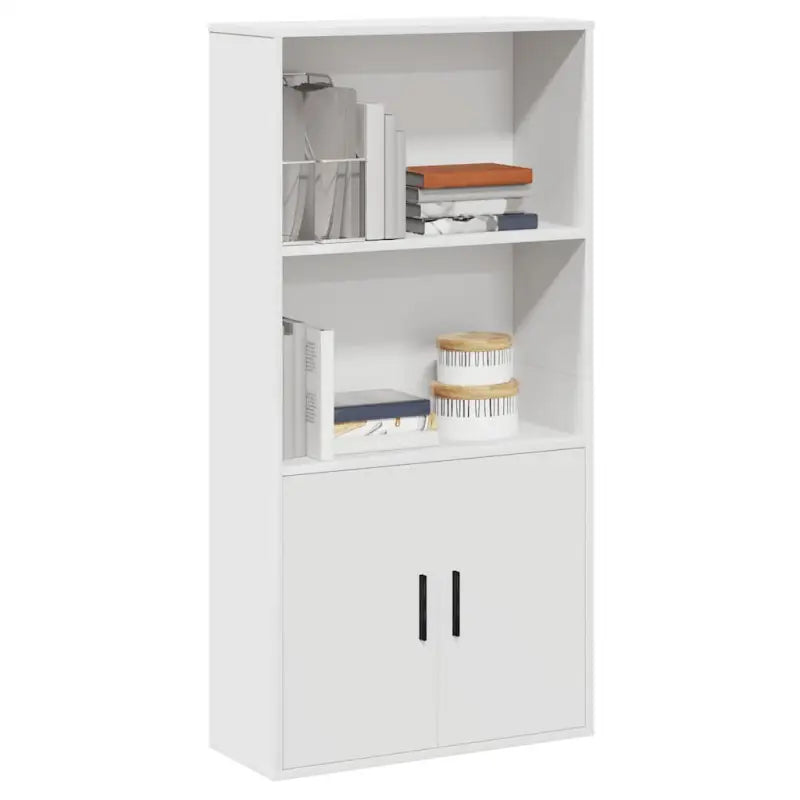 Bewerk hout boekenkast voor stijlvolle en praktische boekenopslag - Wit / 1 / 120 cm - Boekenkasten