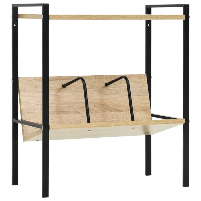 Bewerk hout boekenkast voor woonkamer en terras decoratie - Zwart en eiken / 1 - Boekenkasten