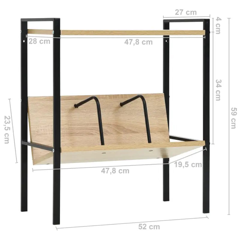 Bewerk hout boekenkast voor woonkamer en terras decoratie - Zwart en eiken / 1 - Boekenkasten