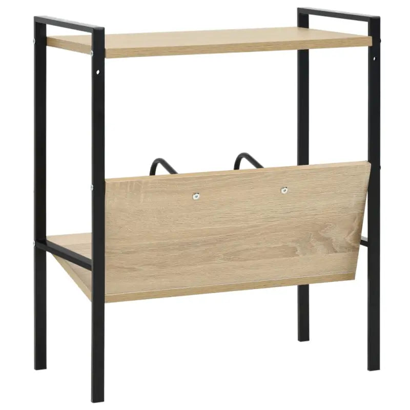 Bewerk hout boekenkast voor woonkamer en terras decoratie - Zwart en eiken / 1 - Boekenkasten