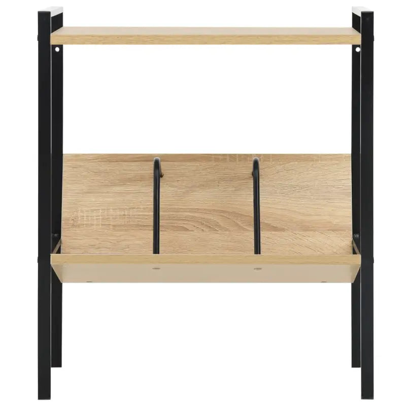 Bewerk hout boekenkast voor woonkamer en terras decoratie - Zwart en eiken / 1 - Boekenkasten
