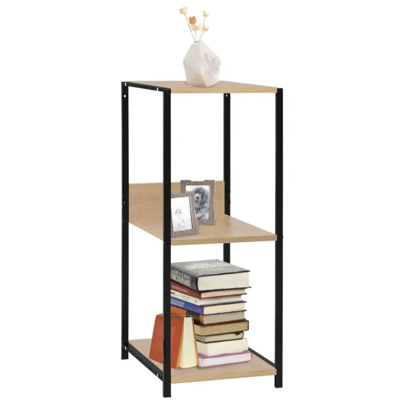 Bewerk hout boekenkast voor woonkamer terras en meer populair en tijdloos - Zwart en eiken / 1 - Boekenkasten