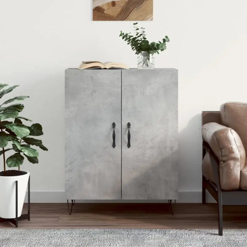 Bewerk hout dressoir in hoogglans wit met tijdloze uitstraling - Betongrijs / 1 - Dressoirs & buffetkasten