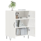 Bewerk hout dressoir in hoogglans wit met tijdloze uitstraling - Dressoirs & buffetkasten