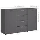 Bewerk hout dressoir met minimalistisch ontwerp en praktische opbergruimte - Grijs / 1 - Dressoirs & buffetkasten