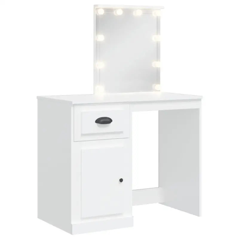 Bewerk hout kaptafel met spiegel en LED-verlichting voor de slaapkamer - Slaapkamerkaptafels