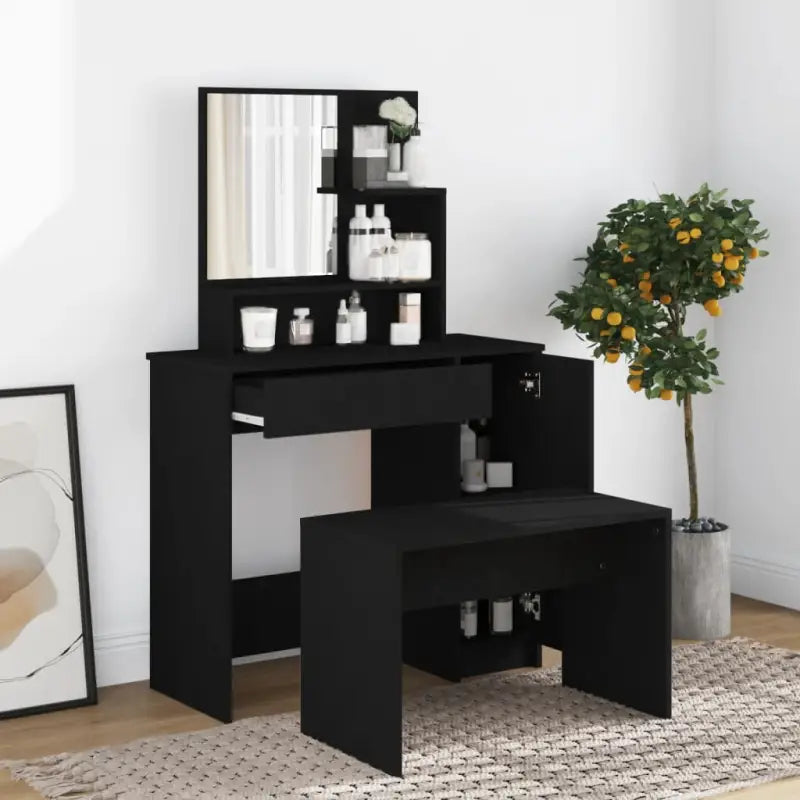Bewerk hout kaptafel met spiegel voor een stijlvolle slaapkamer - Slaapkamerkaptafels