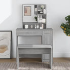 Bewerk hout kaptafel met spiegel voor een stijlvolle slaapkamer - Grijs sonoma / 1 - Slaapkamerkaptafels