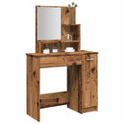 Bewerk hout kaptafel met spiegel voor een stijlvolle slaapkamer - Oud hout / 1 - Slaapkamerkaptafels