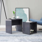 Bewerk hout kleine salontafels set voor kleine ruimtes - Hoogglans grijs / 1 - Salontafels