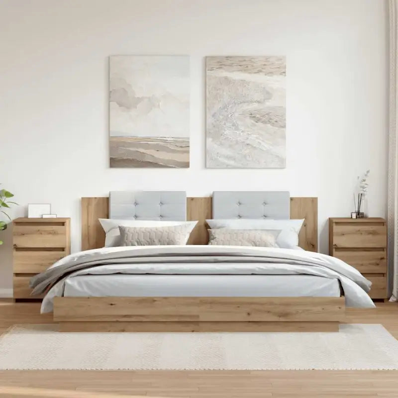 Bewerk hout nachtkastjes voor een chique en duurzame uitstraling - artisanaal eikenkleurig / 2 - Nachtkastjes