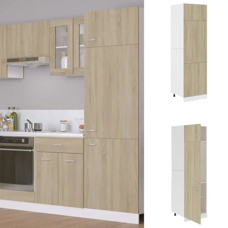 Bewerk hout onderkast voor een overzichtelijke en duurzame keukenruimte - Sonoma eiken / 1 / Koelkastkast 60 cm