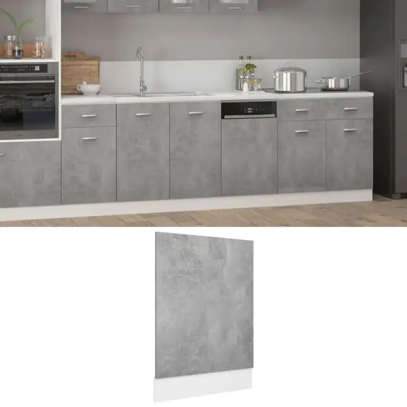 Bewerk hout onderkast voor een overzichtelijke en duurzame keukenruimte - Betongrijs / 1 / Vaatwasserpaneel 45 cm