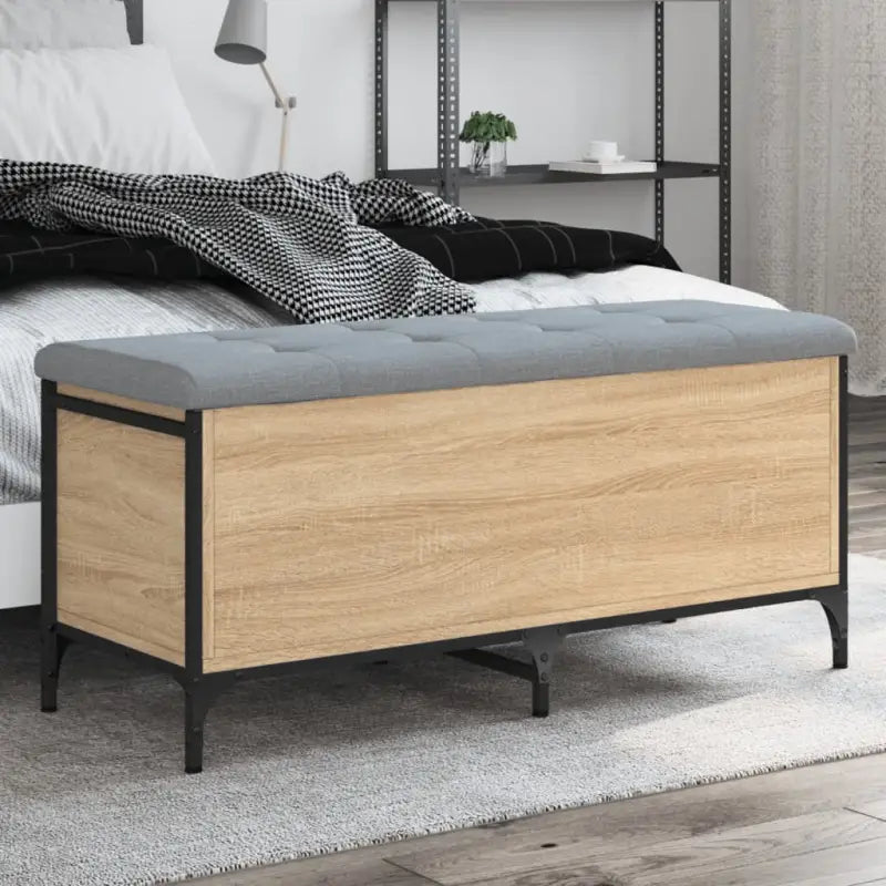 Bewerk hout Opberg- en Halbankje voor Opslag en Zitplezier - Sonoma eiken / 102 x 42 x 45 cm - Opberg- & halbankjes