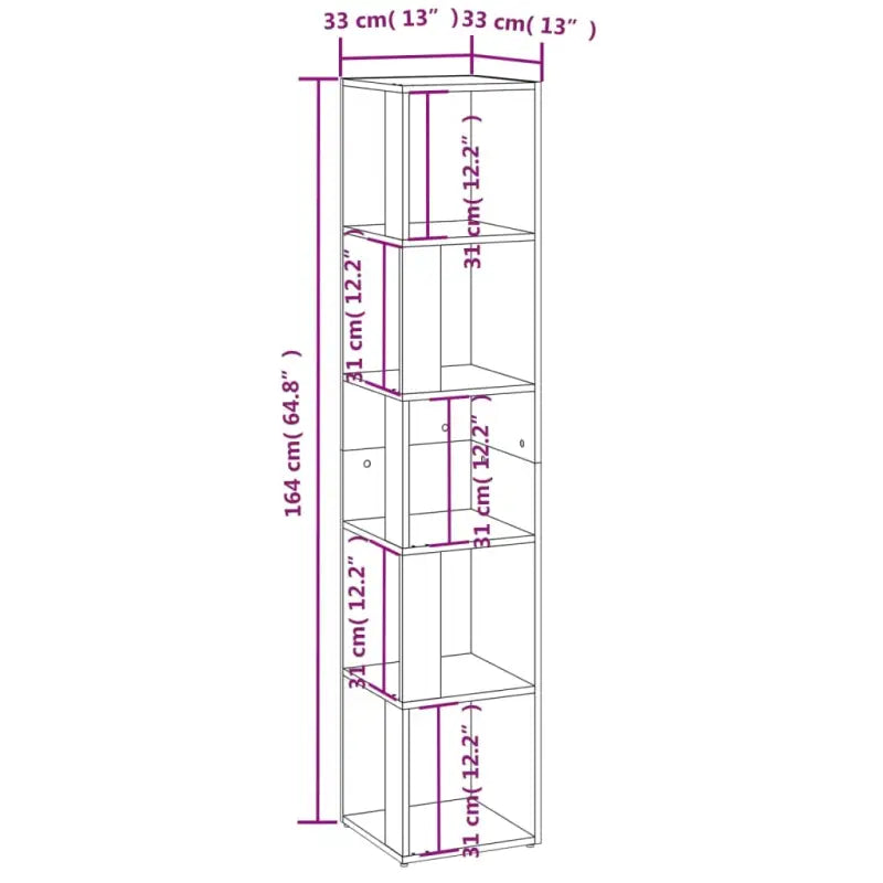 Bewerk hout Opbergkast met 5 vakken voor woonkamer interieur - Opbergkasten & lockerkasten