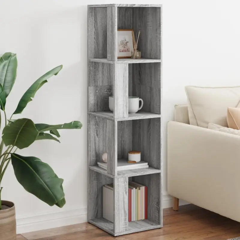 Bewerk hout Opbergkast met 5 vakken voor woonkamer interieur - Grijs sonoma / 33 x 33 x 132 cm / 1 - Opbergkasten &