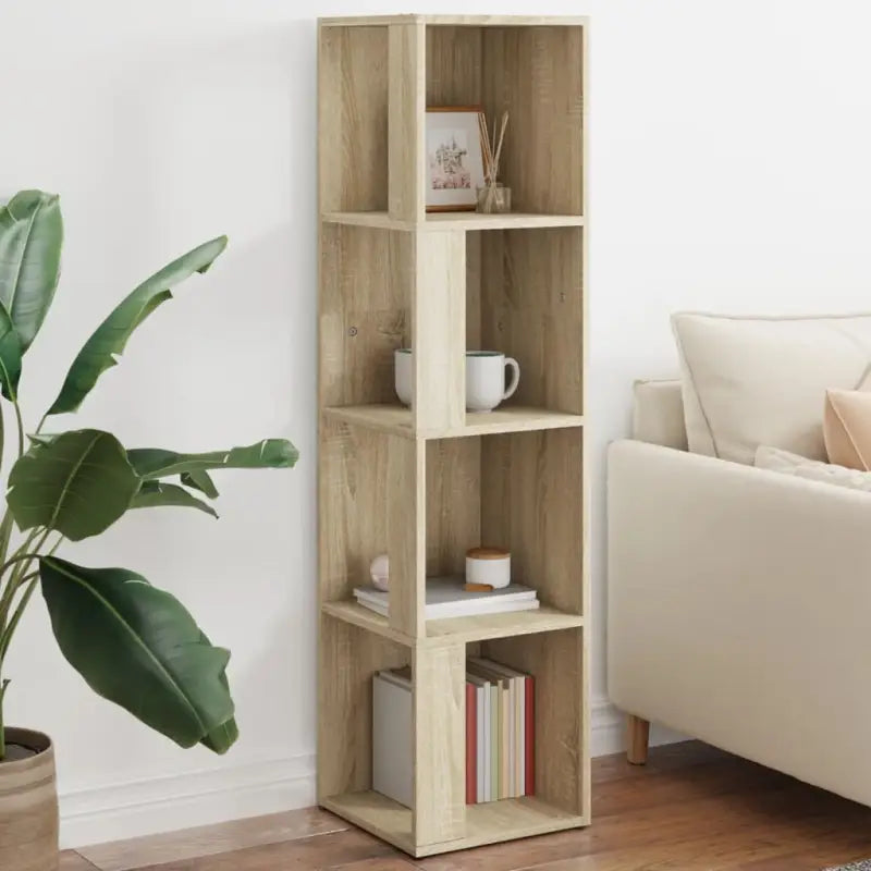 Bewerk hout Opbergkast met 5 vakken voor woonkamer interieur - Sonoma eiken / 33 x 33 x 132 cm / 1 - Opbergkasten &