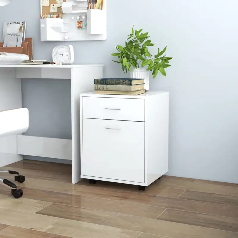 Bewerk hout opbergkast met modern design voor documenten en kleine spullen - Hoogglans wit / 1 - Opbergkasten &