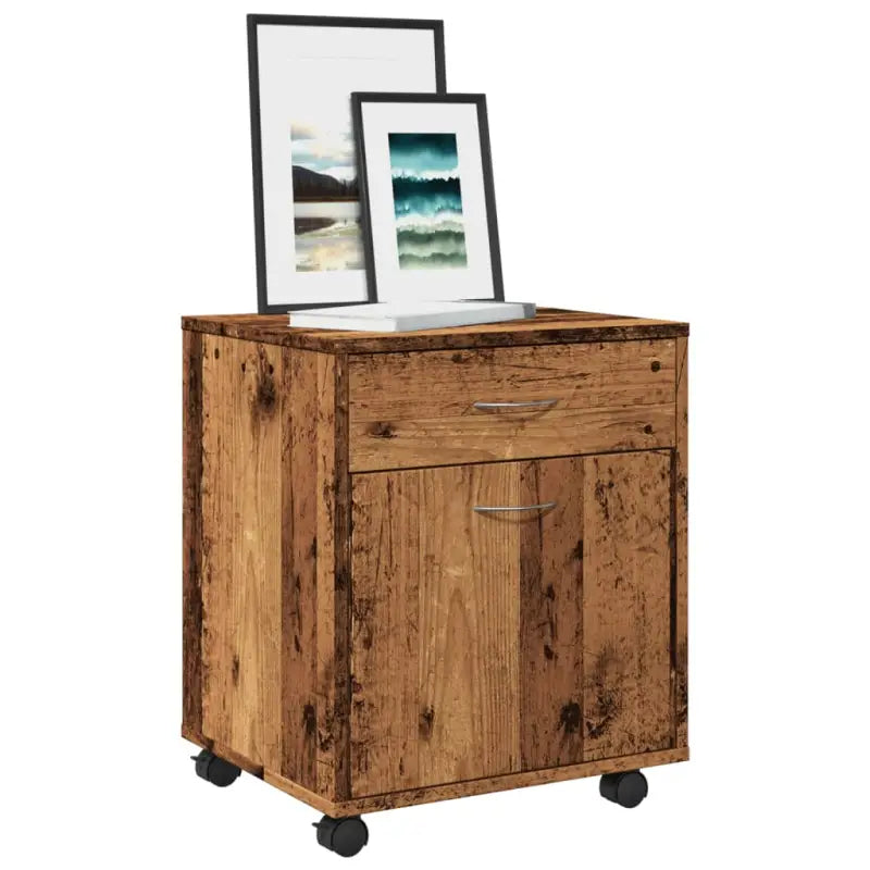 Bewerk hout opbergkast met modern design voor documenten en kleine spullen - Oud hout / 1 - Opbergkasten & lockerkasten