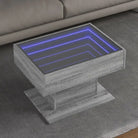 Bewerk hout salontafel met LED-Infinity Spiegel voor elke ruimte - Grijs sonoma / 1 / 70 cm - Salontafels