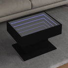 Bewerk hout salontafel met LED-Infinity Spiegel voor elke ruimte - Zwart / 1 / 70 cm - Salontafels