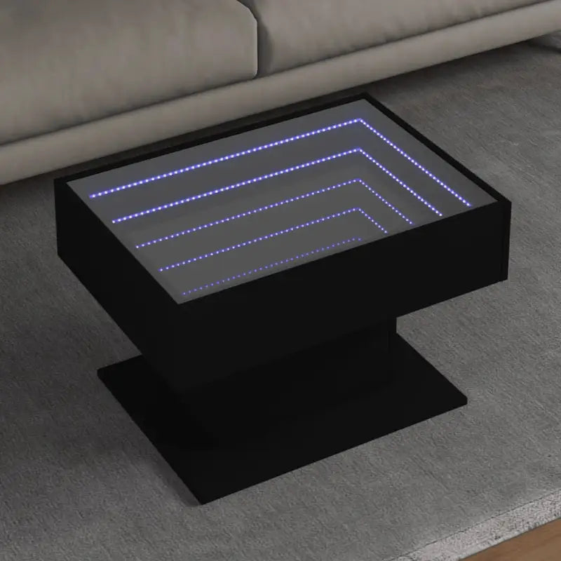 Bewerk hout salontafel met LED-Infinity Spiegel voor elke ruimte - Zwart / 1 / 70 cm - Salontafels