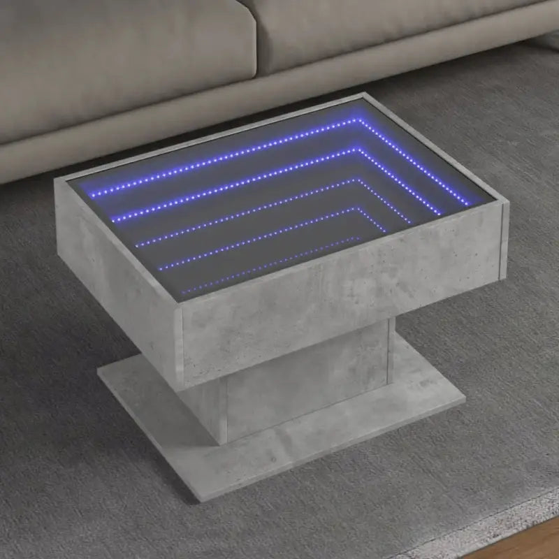 Bewerk hout salontafel met LED-Infinity Spiegel voor elke ruimte - Betongrijs / 1 / 70 cm - Salontafels