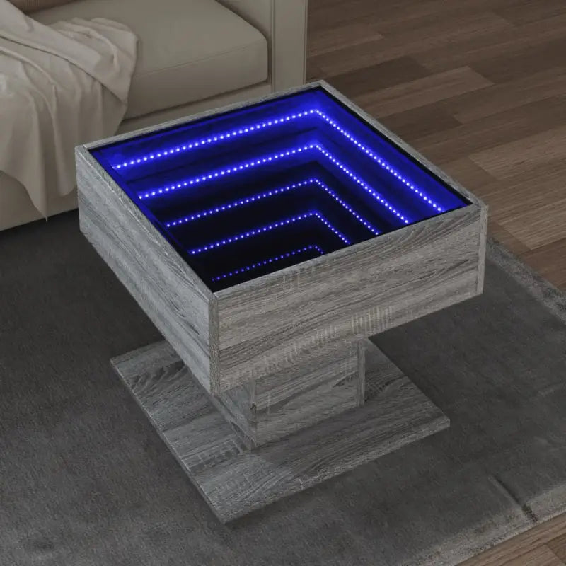 Bewerk hout salontafel met LED-Infinity Spiegel voor elke ruimte - Grijs sonoma / 1 / 50 cm - Salontafels