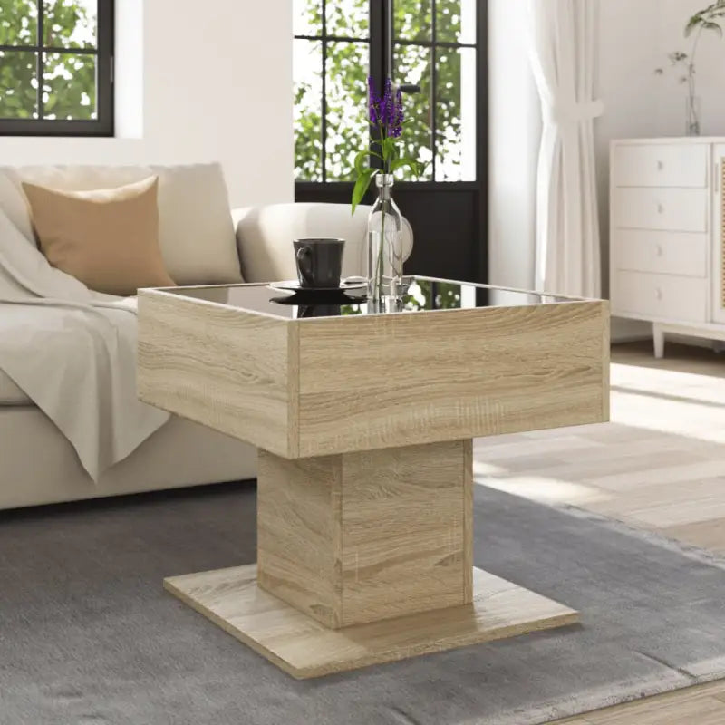 Bewerk hout salontafel met LED-Infinity Spiegel voor elke ruimte - Salontafels