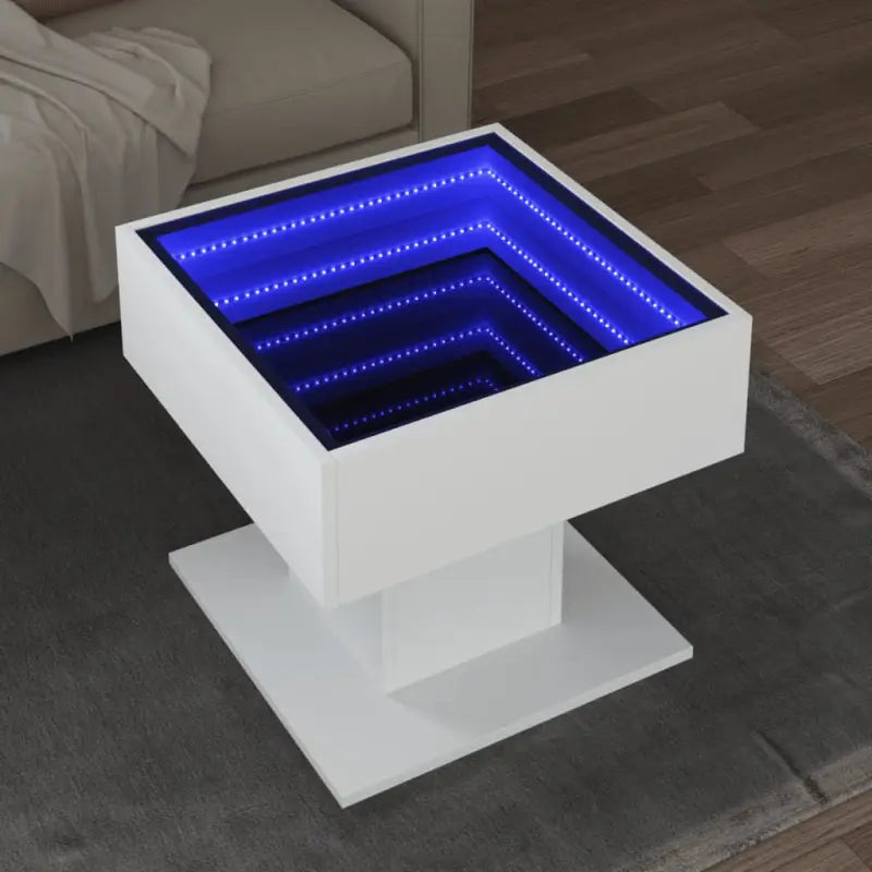 Bewerk hout salontafel met LED-Infinity Spiegel voor elke ruimte - Wit / 1 / 50 cm - Salontafels