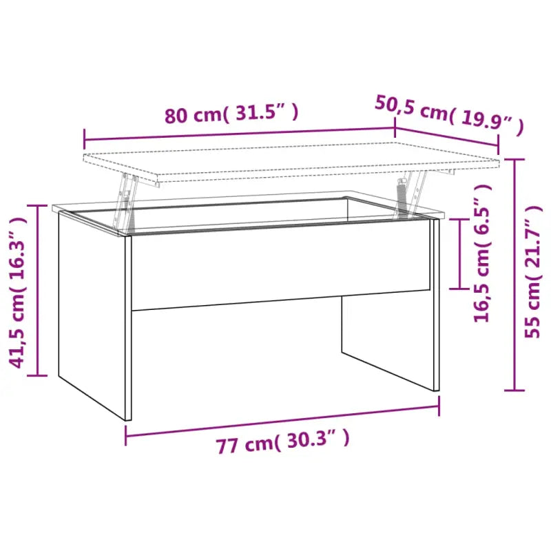 Bewerk hout salontafel met lift-top voor comfort en veelzijdigheid - Salontafels