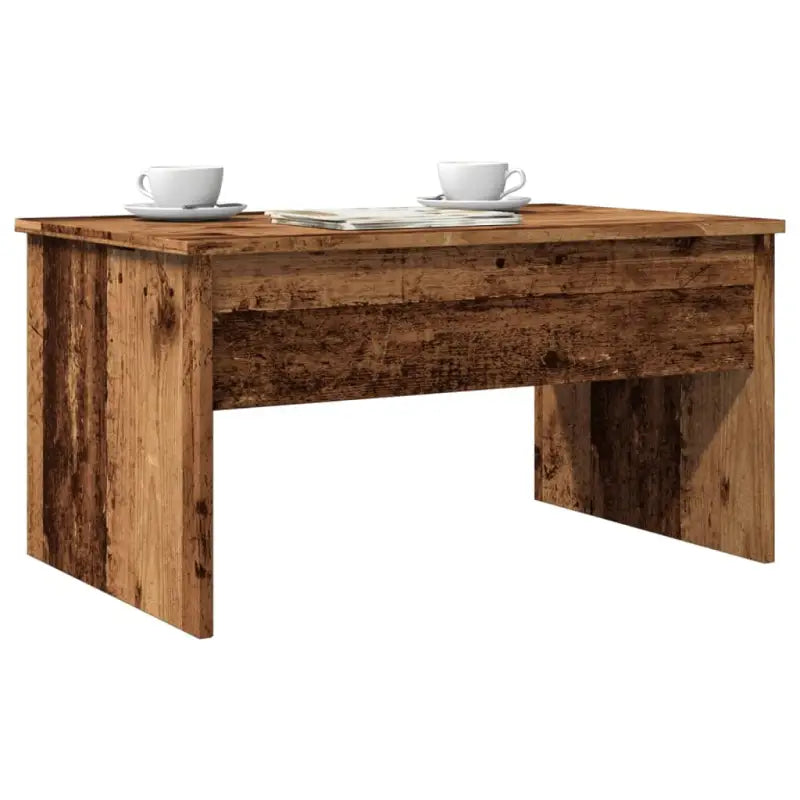 Bewerk hout salontafel met lift-top voor comfort en veelzijdigheid - Oud hout / 80 x 50 x 41.5 cm / 1 - Salontafels
