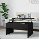 Bewerk hout salontafel met lift-top voor comfort en veelzijdigheid - Zwart / 80 x 50 x 41.5 cm / 1 - Salontafels