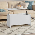 Bewerk hout salontafel met lift-top voor versatile en stijlvolle inrichting - Wit / 102 x 55 x 52.5 cm / 1 - Salontafels