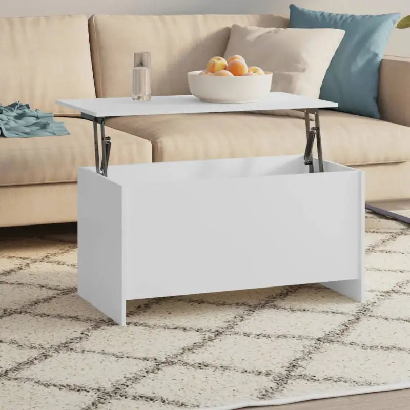 Bewerk hout salontafel met lift-top voor versatile en stijlvolle inrichting - Wit / 102 x 55 x 52.5 cm / 1 - Salontafels