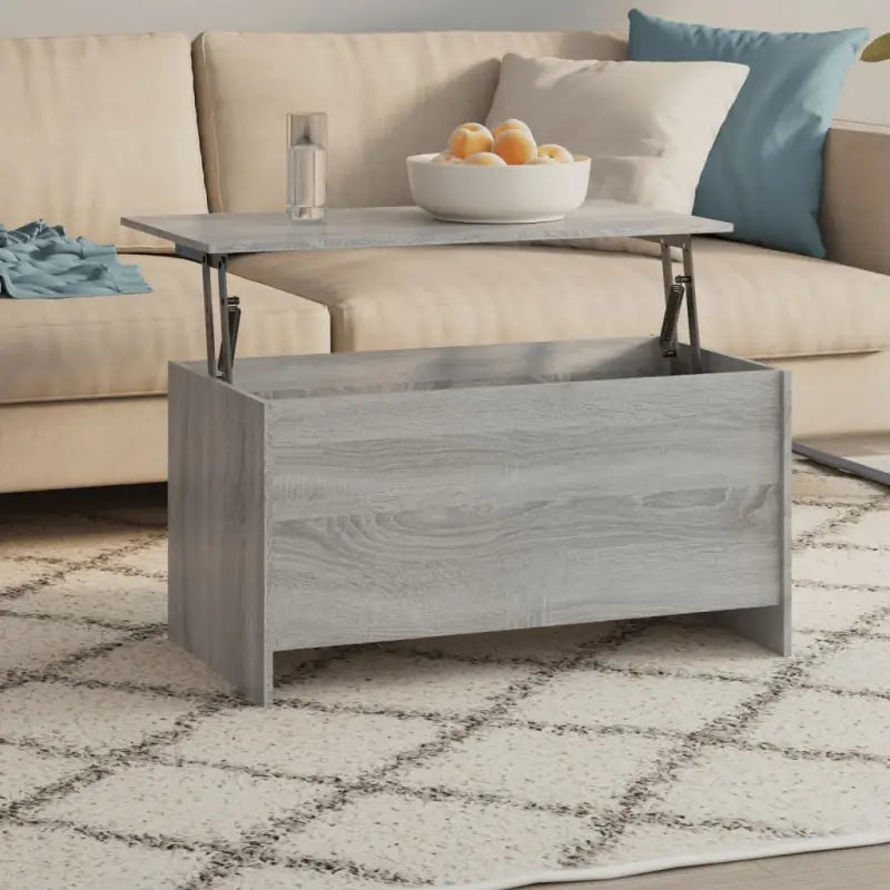 Bewerk hout salontafel met lift-top voor versatile en stijlvolle inrichting - Grijs sonoma / 102 x 55 x 52.5 cm / 1