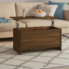 Bewerk hout salontafel met lift-top voor versatile en stijlvolle inrichting - bruin eikenkleur / 102 x 55 x 52.5 cm / 1