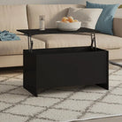 Bewerk hout salontafel met lift-top voor versatile en stijlvolle inrichting - Zwart / 102 x 55 x 52.5 cm / 1