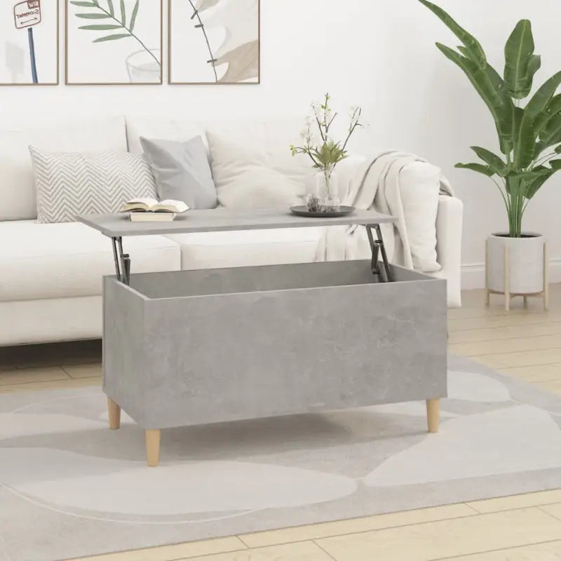 Bewerk hout salontafel met opklapbaar blad voor moderne woonkamers - Betongrijs / 1 / 90 cm - Salontafels