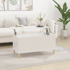 Bewerk hout salontafel met opklapbaar blad voor moderne woonkamers - Hoogglans wit / 1 / 90 cm - Salontafels
