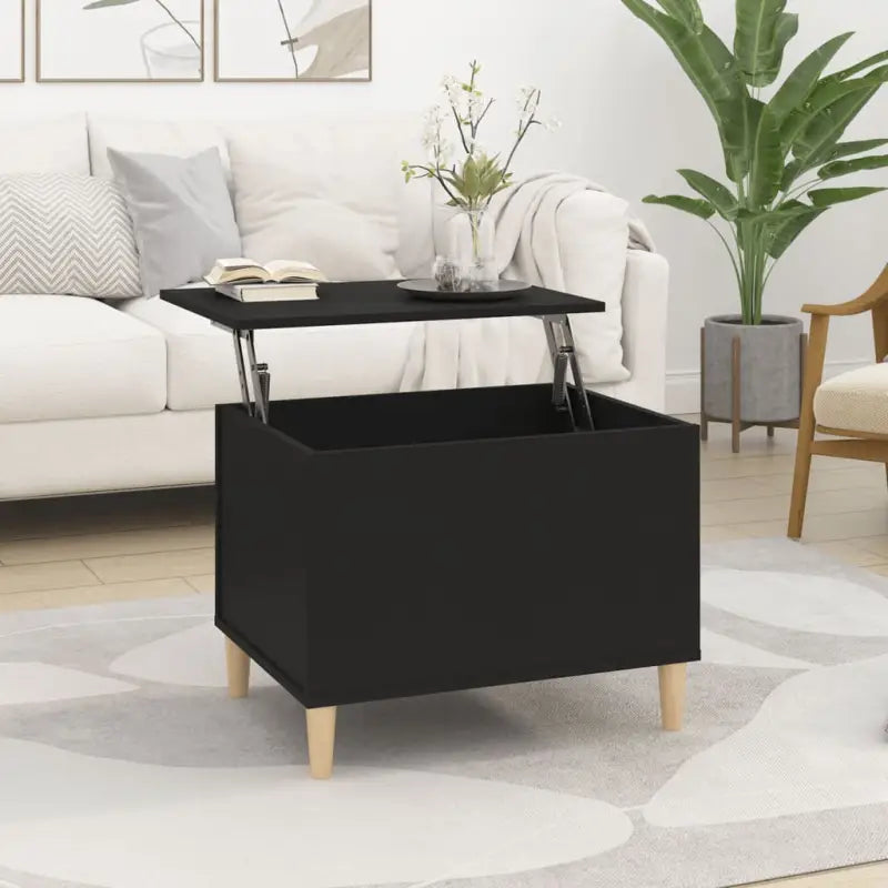 Bewerk hout salontafel met opklapbaar blad voor moderne woonkamers - Zwart / 1 / 60 cm - Salontafels