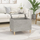 Bewerk hout salontafel met opklapbaar blad voor moderne woonkamers - Betongrijs / 1 / 60 cm - Salontafels