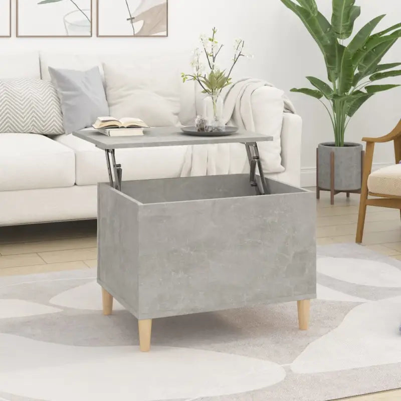Bewerk hout salontafel met opklapbaar blad voor moderne woonkamers - Betongrijs / 1 / 60 cm - Salontafels