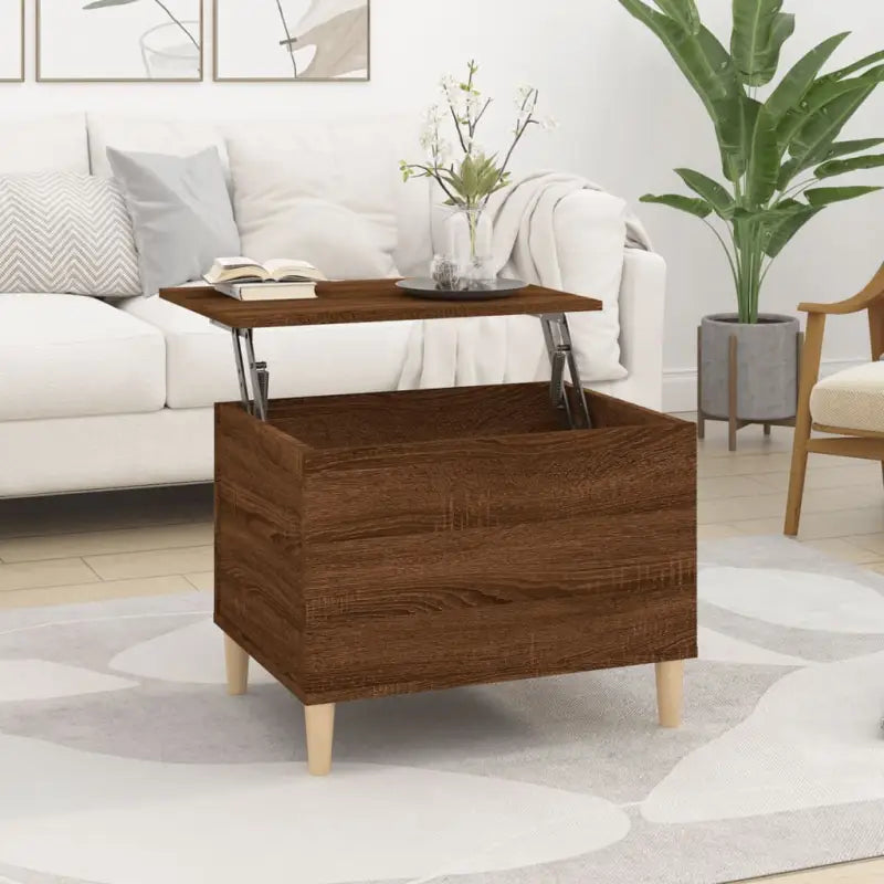 Bewerk hout salontafel met opklapbaar blad voor moderne woonkamers - bruin eikenkleur / 1 / 60 cm - Salontafels