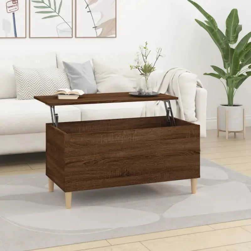 Bewerk hout salontafel met opklapbaar blad voor moderne woonkamers - bruin eikenkleur / 1 / 90 cm - Salontafels