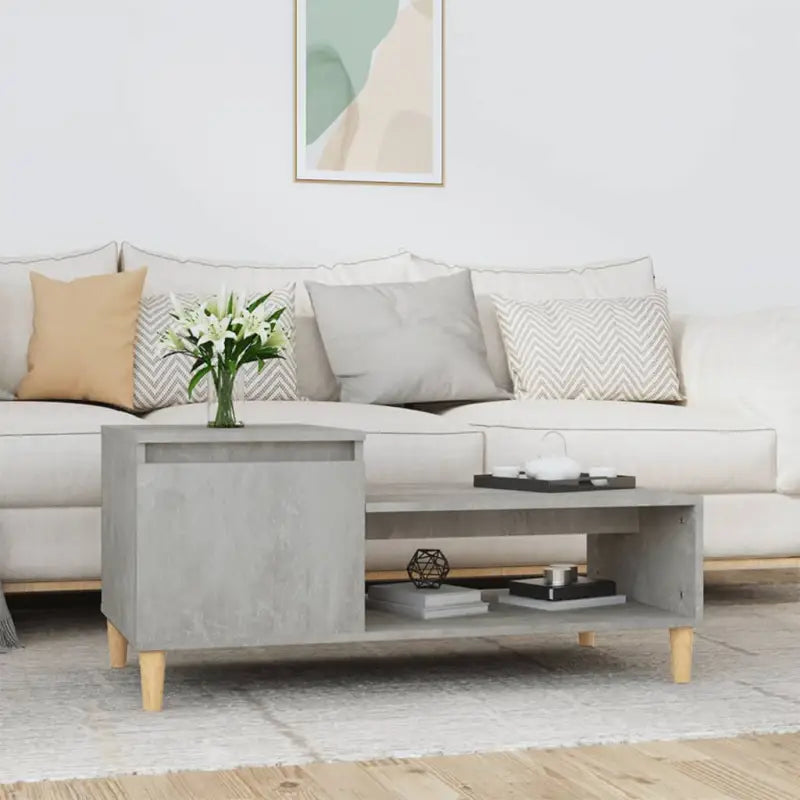 Bewerk hout salontafel met stabiele en vochtbestendige afwerking - Betongrijs / 1 - Salontafels