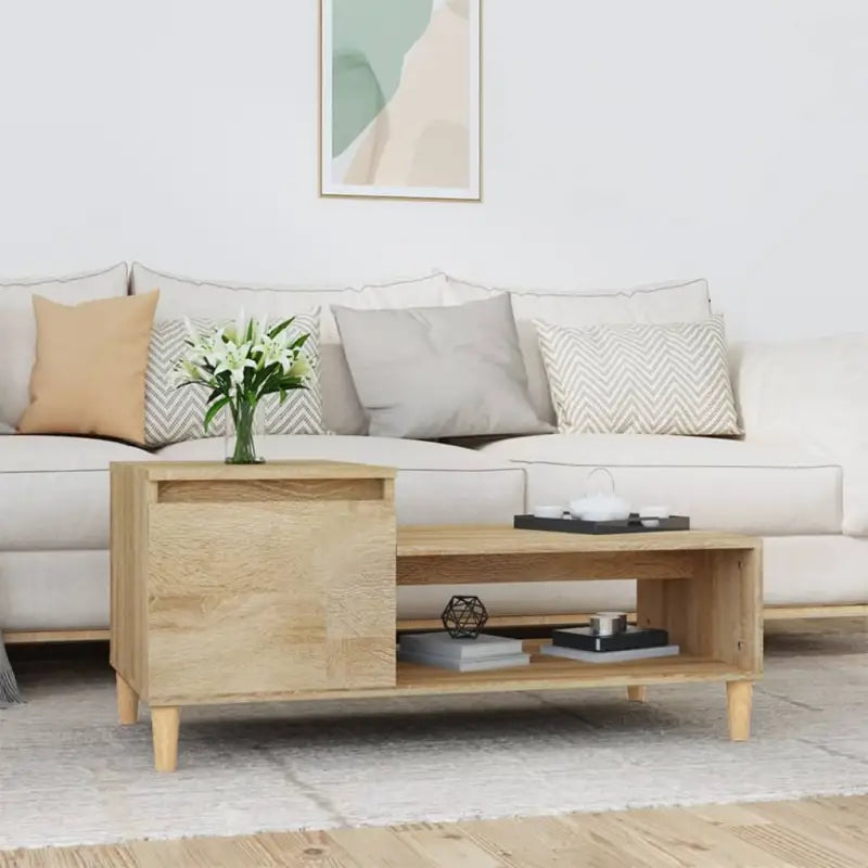 Bewerk hout salontafel met stabiele en vochtbestendige afwerking - Sonoma eiken / 1 - Salontafels