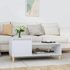 Bewerk hout salontafel met stabiele en vochtbestendige afwerking - Hoogglans wit / 1 - Salontafels